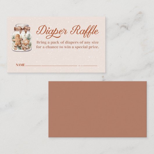 Winter Gingerbread Man Baby shower Luier Raffle Informatiekaartje (Voorkant / Achterkant)