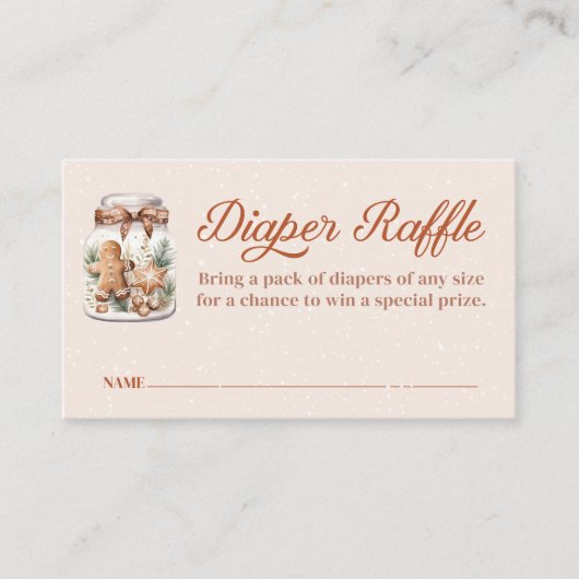 Winter Gingerbread Man Baby shower Luier Raffle Informatiekaartje (Voorkant)