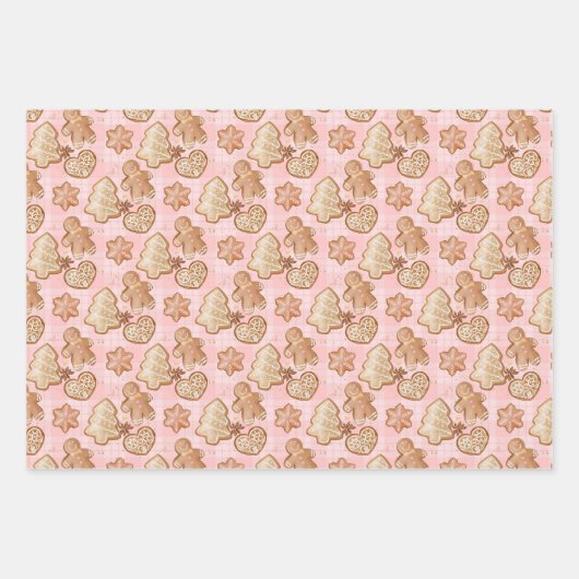 Winter Gingerbrood Cute Stars Fun Kerstmis Inpakpapier Vel (Voorkant 3)