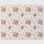 Winter Gingerbrood House Pattern Wrappapier Cadeaupapier (Vlak)