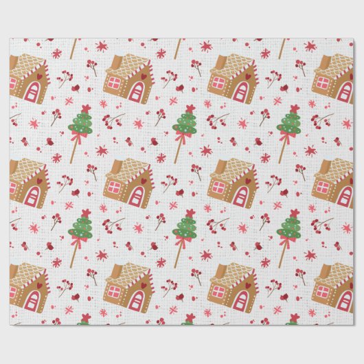 Winter Gingerbrood House Pattern Wrappapier Cadeaupapier (Vlak)