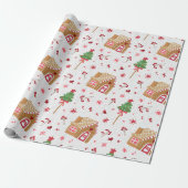 Winter Gingerbrood House Pattern Wrappapier Cadeaupapier (Uitgerold)