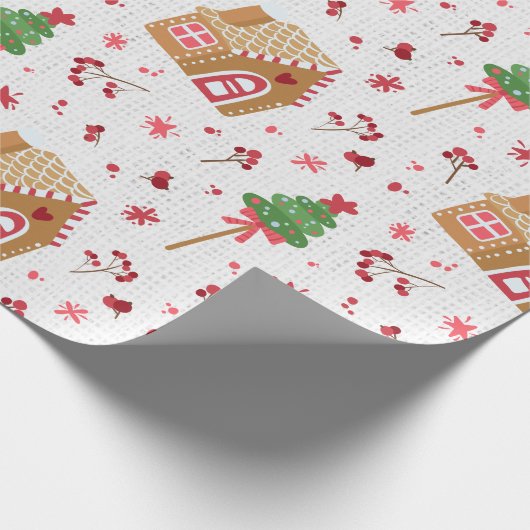 Winter Gingerbrood House Pattern Wrappapier Cadeaupapier (Hoek)