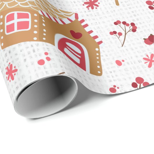 Winter Gingerbrood House Pattern Wrappapier Cadeaupapier (Rol Hoek)