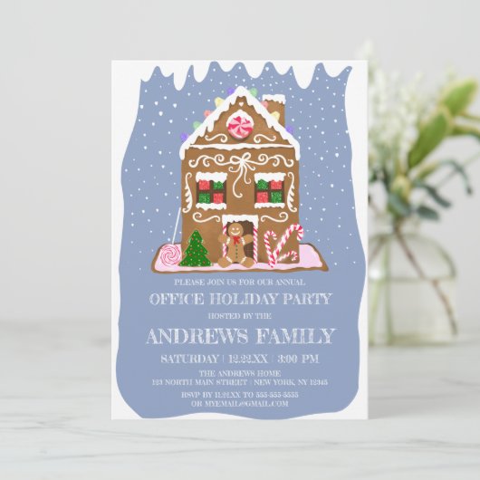 Winter Gingerbrood Snoep House Corporate Holiday Kaart (Staand voorkant)