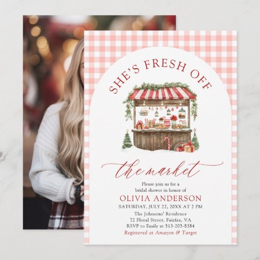Winter Gingham Fresh van het Vrijgezellenfeest Kaart (Voorkant / Achterkant)