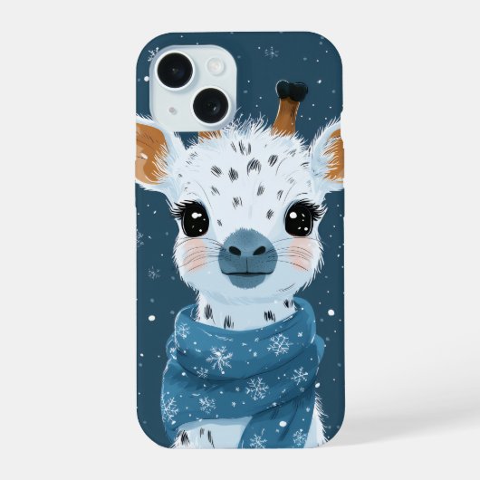 Winter Giraffe Charm iPhone / iPad hoesje 15 Case (Achterkant)