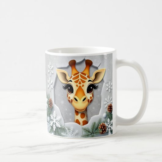 Winter Giraffe Mok Wrap 3D ontwerp (Rechts)
