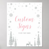 Winter Girl Baby shower, Bday Custom Party Sign Poster (Voorkant)