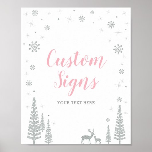 Winter Girl Baby shower, Bday Custom Party Sign Poster (Voorkant)