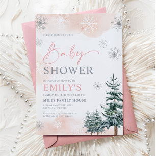 Winter Girl Baby shower Invitation Kaart