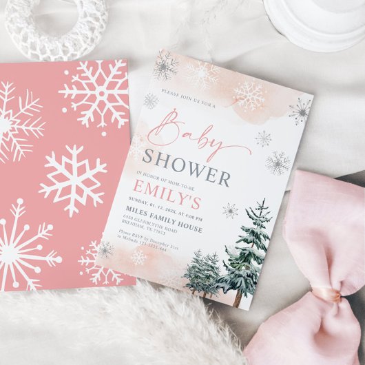 Winter Girl Baby shower Invitation Kaart
