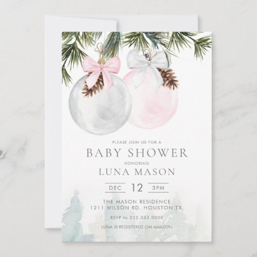 Winter Girl Baby shower Invitation Kaart (Voorkant)