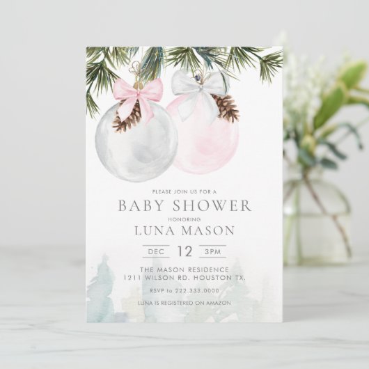 Winter Girl Baby shower Invitation Kaart (Staand voorkant)