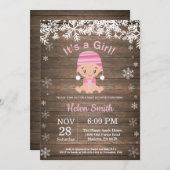Winter Girl Baby shower Snowflake Kaart (Voorkant / Achterkant)