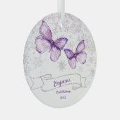 Winter  Girl Butterfly Baby First birthday  Glas Ornament (Voorkant Rechts)