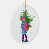 Winter Girl Carrying Evergreen – Holiday Ornament (Rechts)