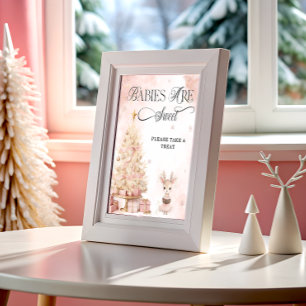 Winter Girl Deer Baby's zijn lief Neem een traktat Poster