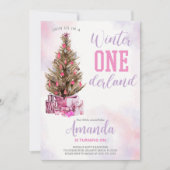 Winter Girl Onederland Birthday Invitation Kaart (Voorkant)