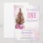 Winter Girl Onederland Birthday Invitation Kaart (Voorkant / Achterkant)