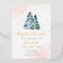 Winter Girl Pink Gold Snowflakes Baby shower