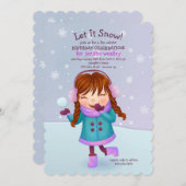 Winter Girl-uitnodiging Kaart (Voorkant / Achterkant)