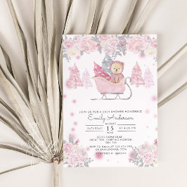 Winter Girl Woodland Beer Floral Baby shower Kaart