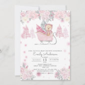 Winter Girl Woodland Beer Floral Baby shower Kaart (Voorkant)