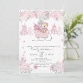 Winter Girl Woodland Beer Floral Baby shower Kaart (Staand voorkant)