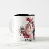 Winter Glam Pink Sled Ride Mok (Voorkant links)