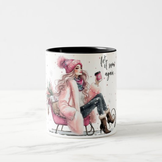 Winter Glam Pink Sled Ride Mok (Center)