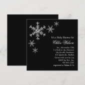 Winter Glamour Baby shower Uitnodiging op zwart (Voorkant / Achterkant)
