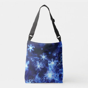 Winter Glans Blauwe Sneeuwvlokken Crossbody Tas