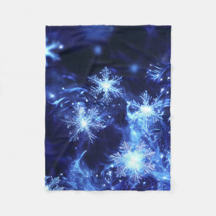 Winter Glans Blauwe Sneeuwvlokken Fleece Deken
