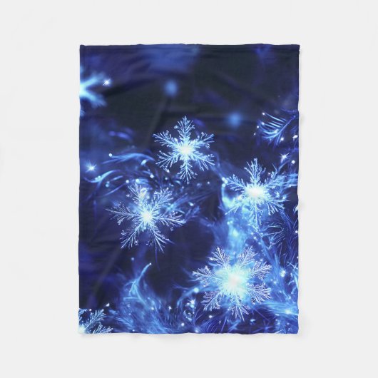 Winter Glans Blauwe Sneeuwvlokken Fleece Deken (Voorkant)