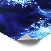 Winter Glans Blauwe Sneeuwvlokken Poster (Hoek)