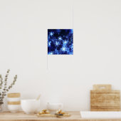 Winter Glans Blauwe Sneeuwvlokken Poster (Keuken)
