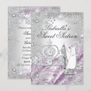 Winter Glans Sneeuwvlok Roze Sweet 16 Uitnodiging