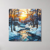 Winter Glas in lood Canvas Kunst (Voorkant)