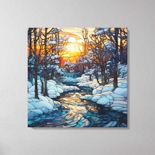Winter Glas in lood Canvas Kunst (Voorkant)