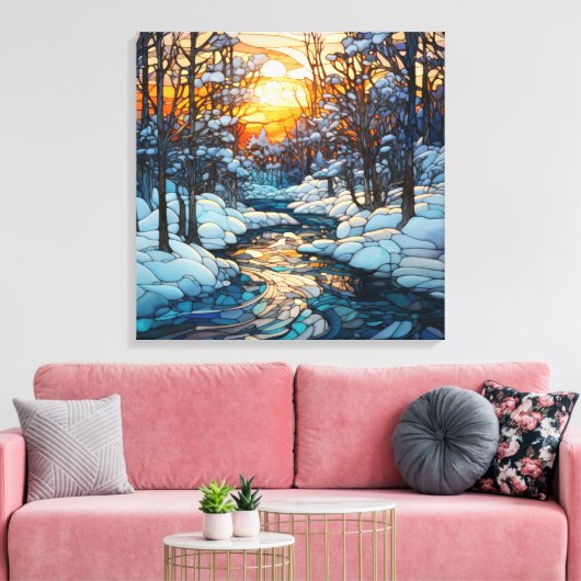 Winter Glas in lood Canvas Kunst (Insitu (Woonkamer))