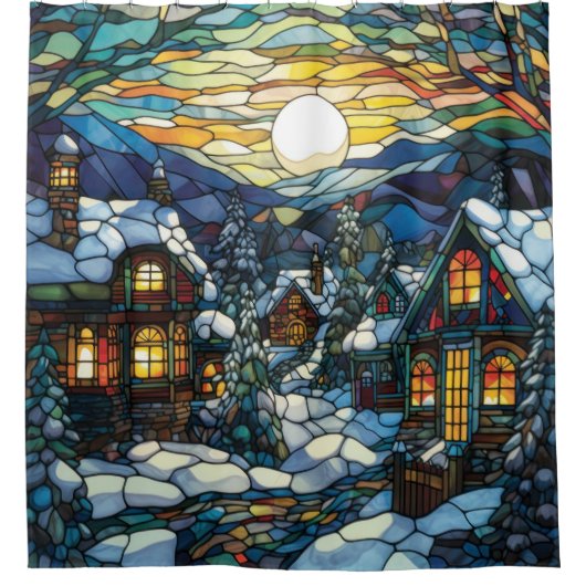 Winter Glas in lood douchegordijn (Voorkant)