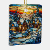 Winter Glas in lood kerstversiering Keramisch Ornament (Rechts)