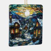 Winter Glas in lood kerstversiering Keramisch Ornament (Rechts)
