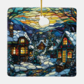 Winter Glas in lood kerstversiering Keramisch Ornament (Achterkant)