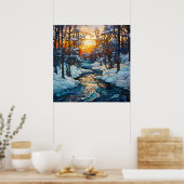 Winter Glas in lood Poster (Keuken)