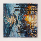 Winter Glas in lood puzzel Legpuzzel (Horizontaal)