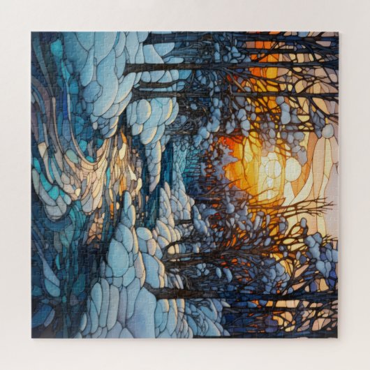 Winter Glas in lood puzzel Legpuzzel (Horizontaal)