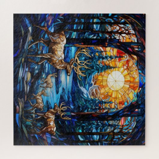 Winter Glas in lood puzzel Legpuzzel (Horizontaal)