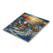 Winter Glas in lood Tegel Tegeltje (Zijkant)